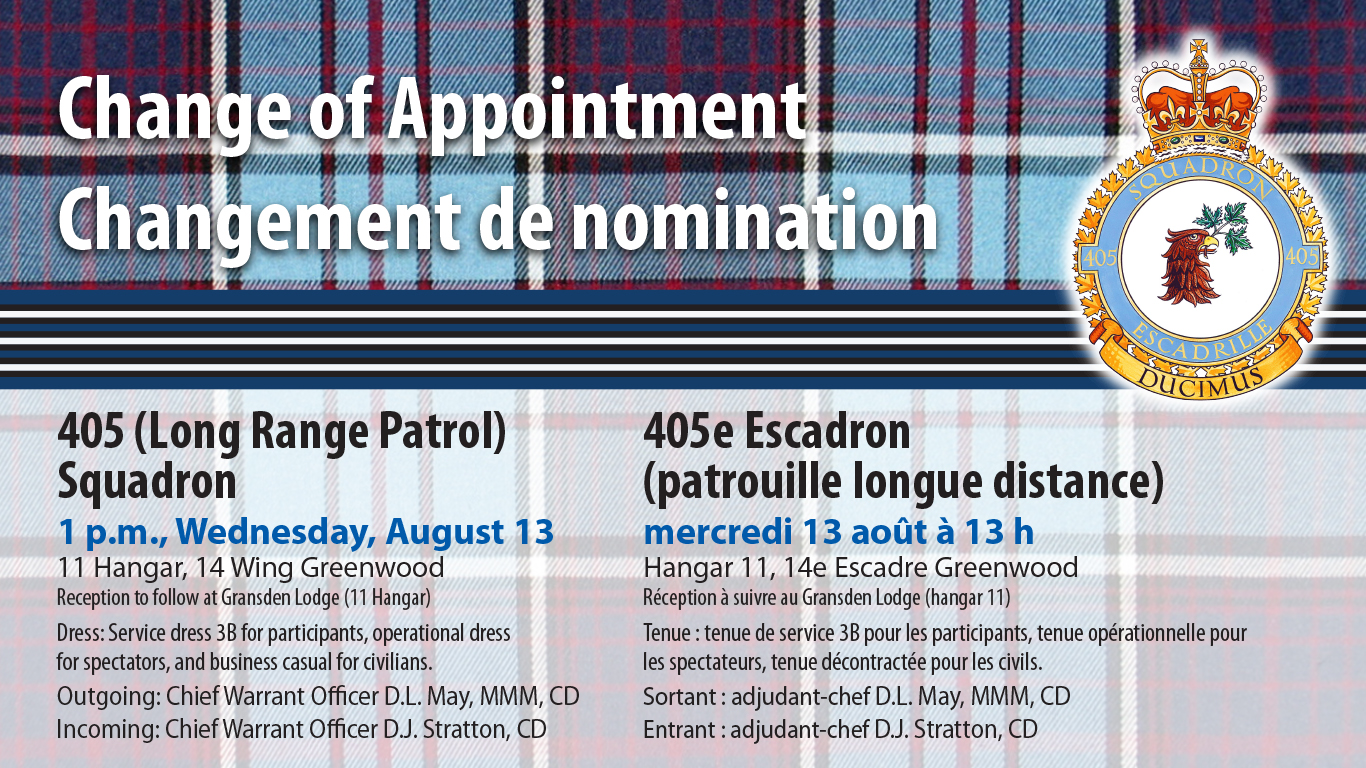 405 (Long Range Patrol) Squadron marks change of appointment August 13