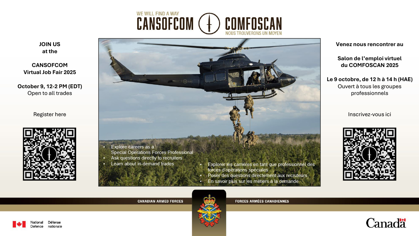 CANSOFCOM virtual job fair opportunity October 9