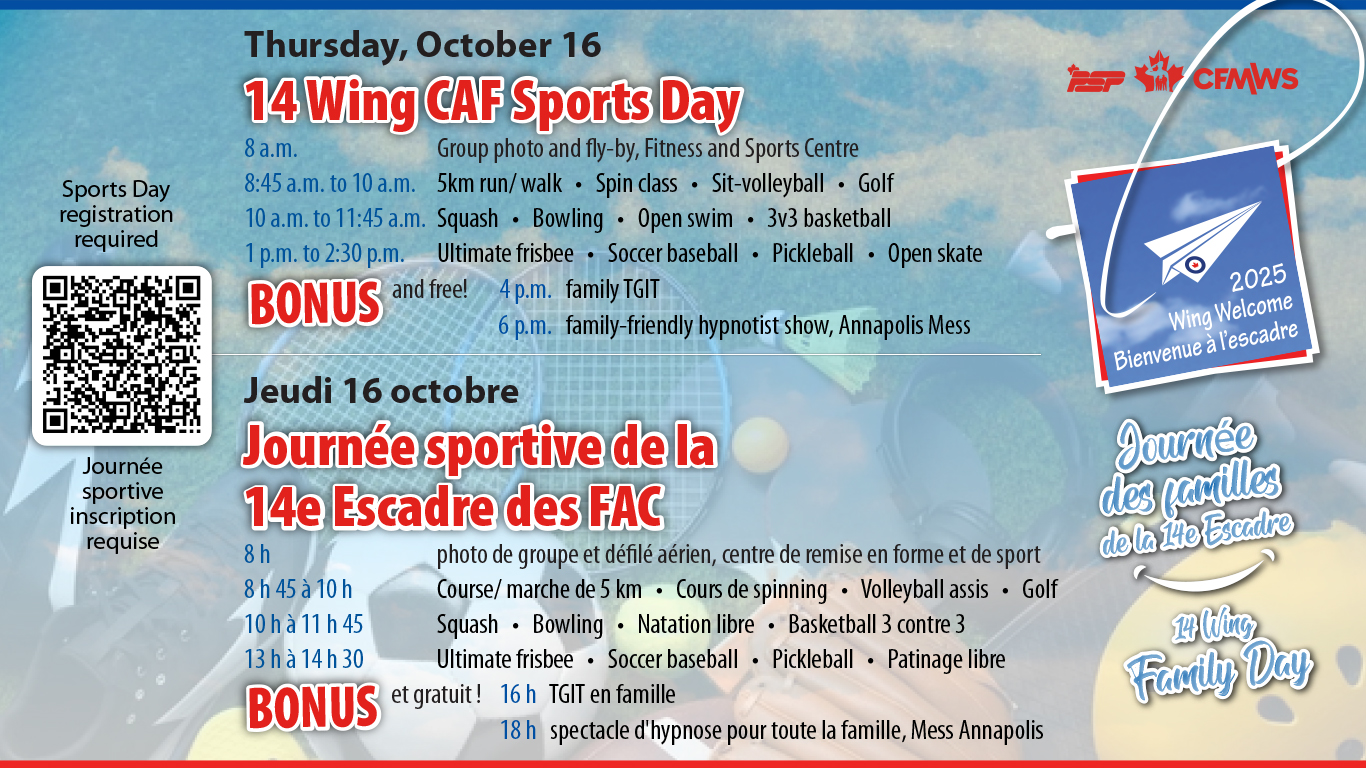 Sign up now for October 16 14 Wing CAF Sports Day fun!