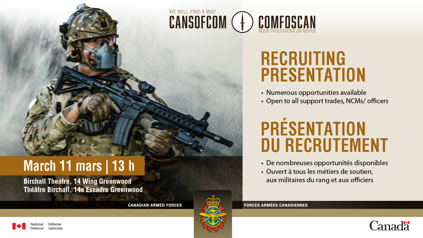 March 11 – CANSOFCOM recruiting presentation