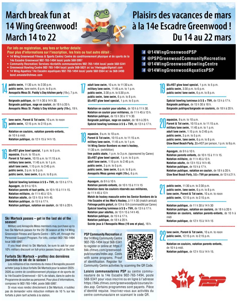 March break fun at 14 Wing Greenwood!