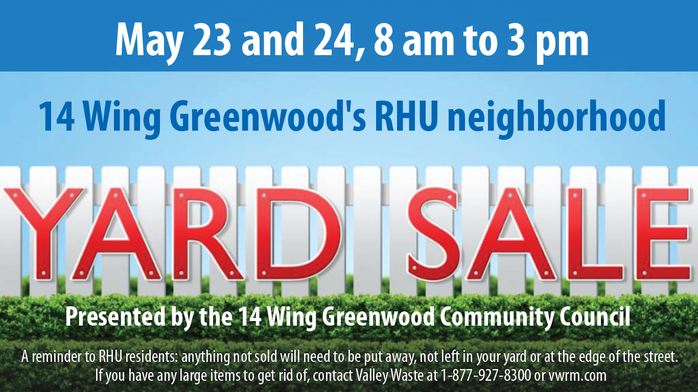 May 23 and 24 yard sale weekend fun through Greenwood RHUs