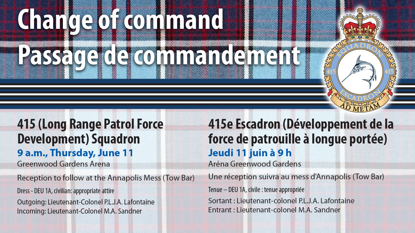 June 11 – 415 (Long Range Patrol Force Development) Squadron change of command