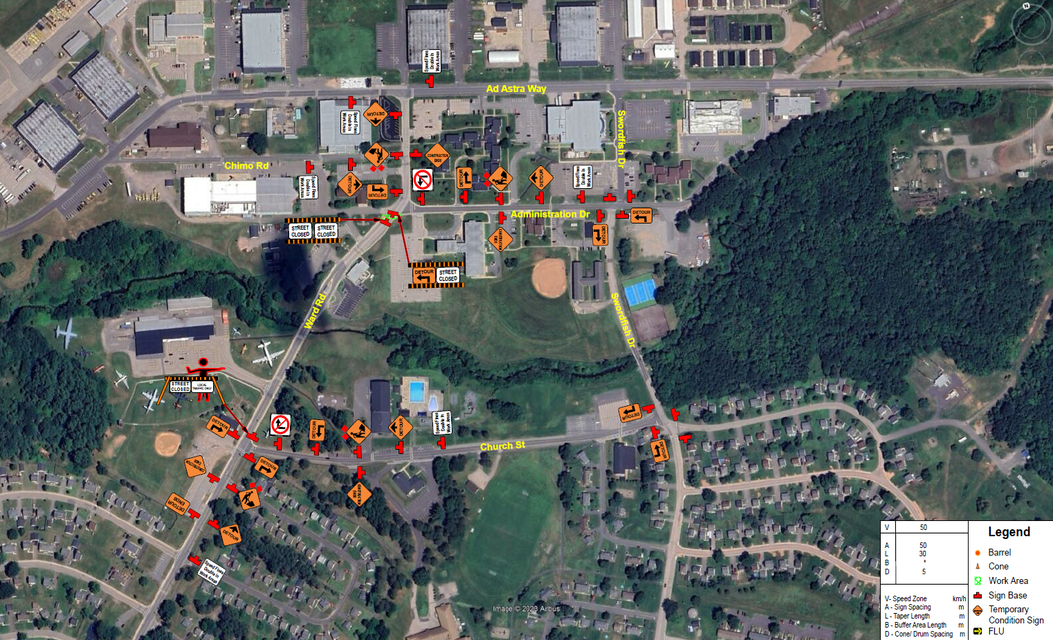 May 23 crosswalk work means traffic re-routing around 14 Wing main gate